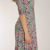 Slip-On wrap short jersey dress - Blue folklore