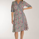 Slip-On wrap short jersey dress - Blue folklore