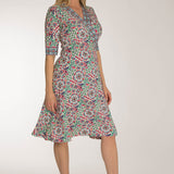 Slip-On wrap short jersey dress - Blue folklore