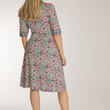 Slip-On wrap short jersey dress - Blue folklore