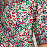 Slip-On wrap short jersey dress - Blue folklore