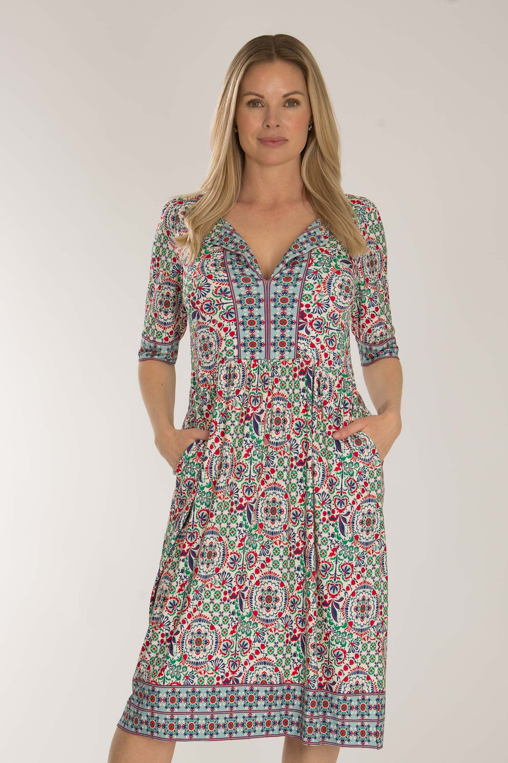 Ideal short jersey dress - Blue folklore
