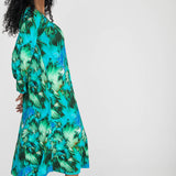 A-lined belted midi jersey dress - Blue-green