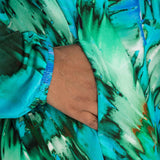 A-lined belted midi jersey dress - Blue-green