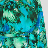 A-lined belted midi jersey dress - Blue-green