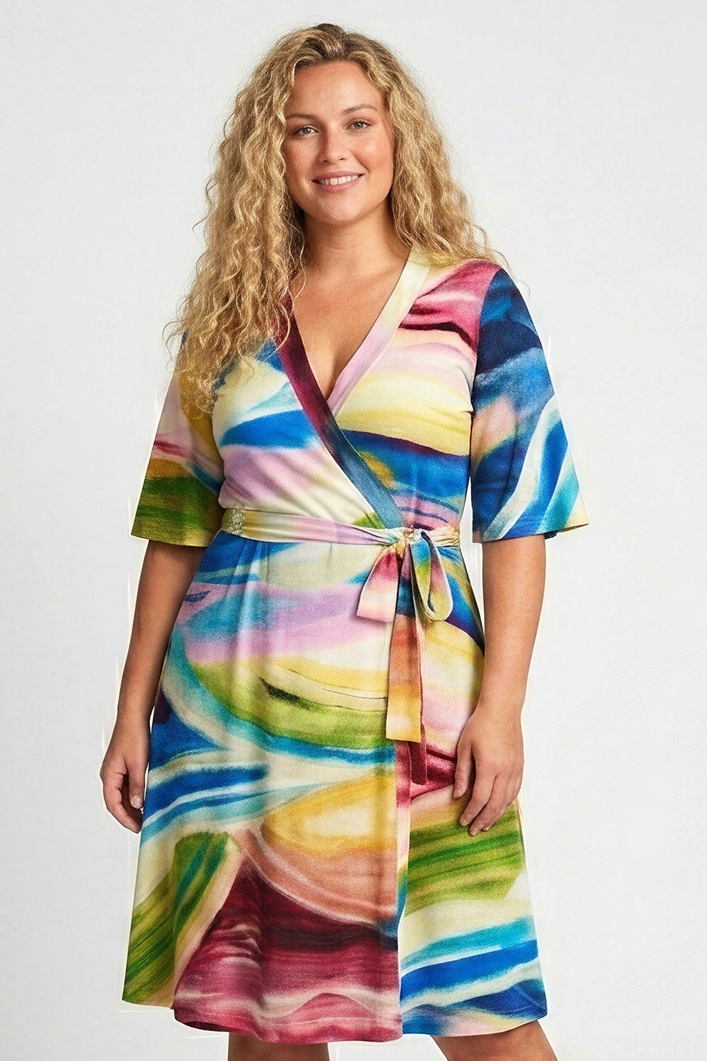 Bestie wrap short jersey dress - Rainbow Pure Female Bestie wrap short jersey dress - Rainbow Pure Female