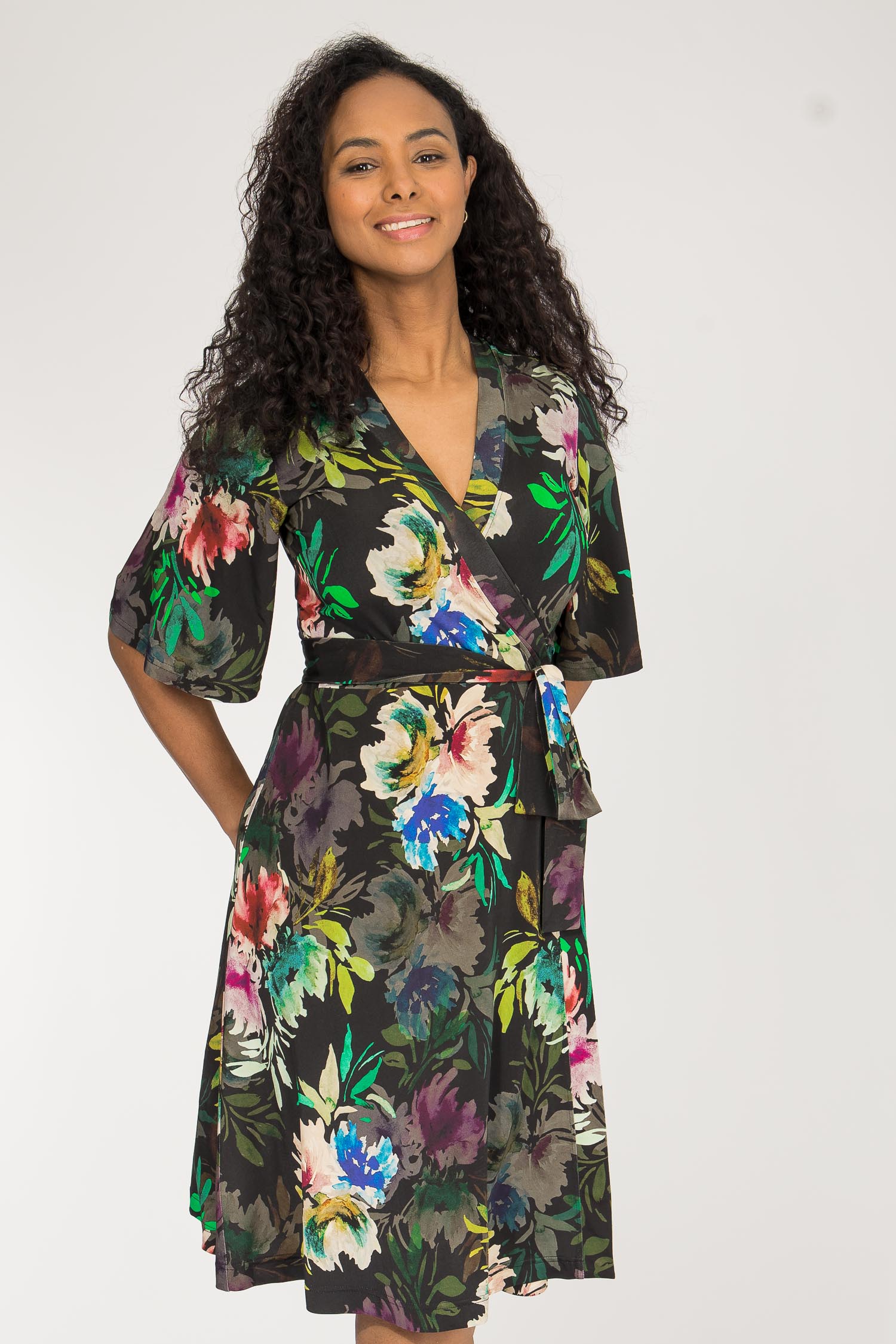 Bestie shine wrap short jersey dress