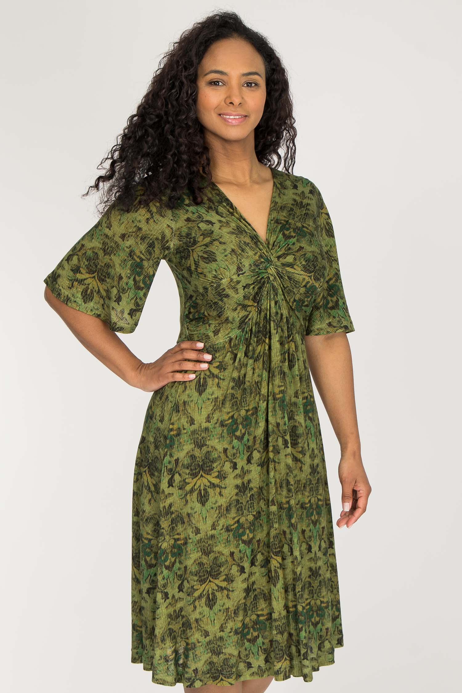 Knot draped short jersey dress