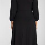 Slip-On wrap midi jersey dress - Black