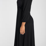 Slip-On wrap midi jersey dress - Black