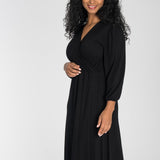 Slip-On wrap midi jersey dress - Black