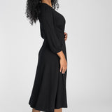 Slip-On wrap midi jersey dress - Black