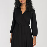 Slip-On wrap short jersey dress - Black