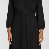 Slip-On wrap short jersey dress - Black