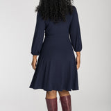 Slip-On wrap short jersey dress - Navy