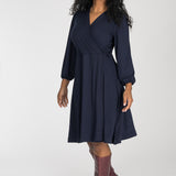 Slip-On wrap short jersey dress - Navy