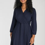 Slip-On wrap short jersey dress - Navy