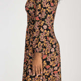 Slip-On wrap short jersey dress - Black paisley