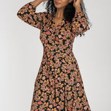 Slip-On wrap short jersey dress - Black paisley