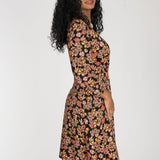 Slip-On wrap short jersey dress - Black paisley