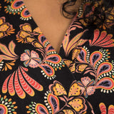 Slip-On wrap short jersey dress - Black paisley