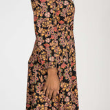 Slip-On wrap short jersey dress - Black paisley