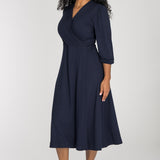 Slip-On wrap midi jersey dress - Navy