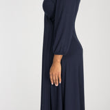Slip-On wrap midi jersey dress - Navy