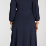 Slip-On wrap midi jersey dress - Navy