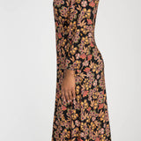 Slip-On wrap midi jersey dress - Black paisley
