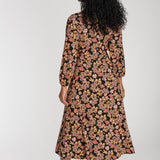 Slip-On wrap midi jersey dress - Black paisley