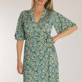 Bestie shine wrap short jersey dress - Teal