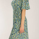 Bestie shine wrap short jersey dress - Teal