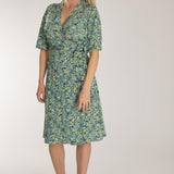 Bestie shine wrap short jersey dress - Teal
