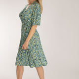 Bestie shine wrap short jersey dress - Teal