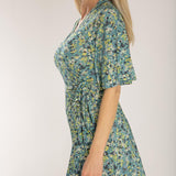 Bestie shine wrap short jersey dress - Teal