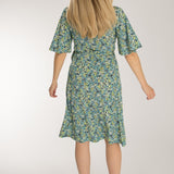 Bestie shine wrap short jersey dress - Teal