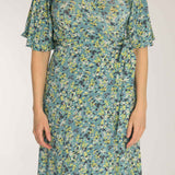 Bestie shine wrap short jersey dress - Teal
