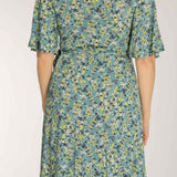 Bestie shine wrap short jersey dress - Teal
