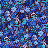 Bestie midi wrap jersey dress - Blue flowers