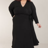 Bestie wrap midi jersey dress - Black