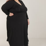Bestie wrap midi jersey dress - Black