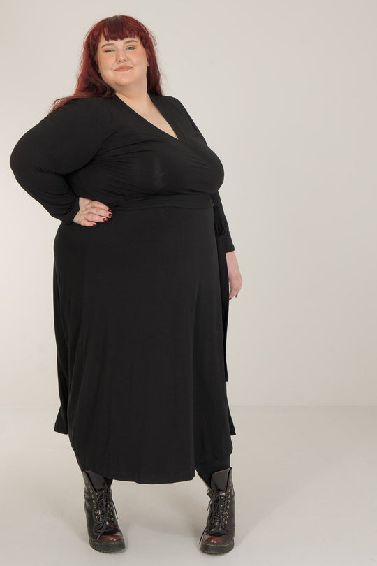 Bestie wrap midi jersey dress - Black