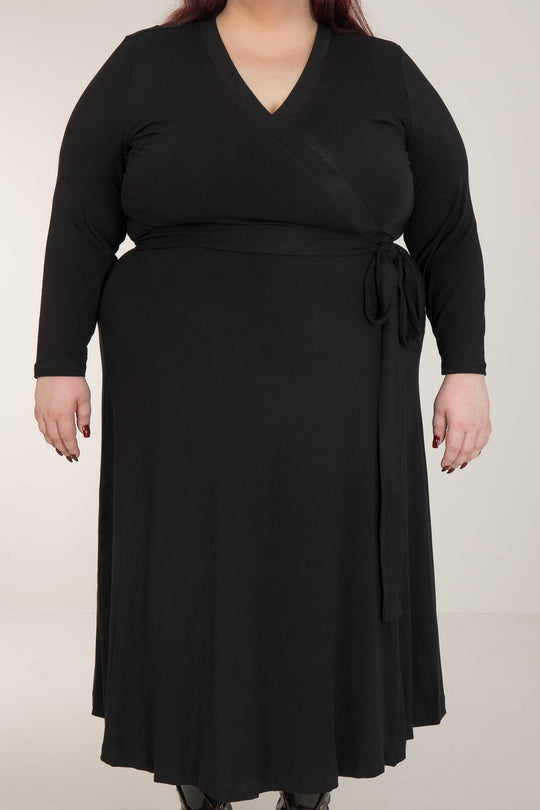 Bestie wrap midi jersey dress - Black