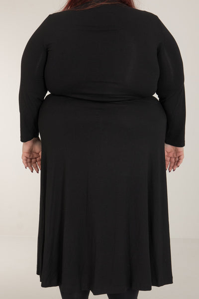 Bestie midi lenght wrap jersey dress - Black - Vadlång, svart omlottklänning i trikå