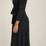 Bestie wrap midi jersey dress - Black