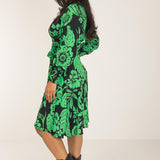 Kelly green wrap short dress - Green - Mönstrad, knälång omlottklänning