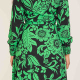 Kelly green wrap short dress - Green - Mönstrad, knälång omlottklänning