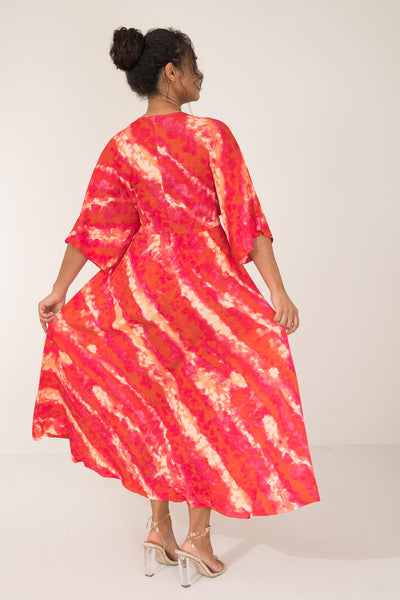To wear everywhere long jersey dress - Coral Batik - Ankellång klänning i trikå