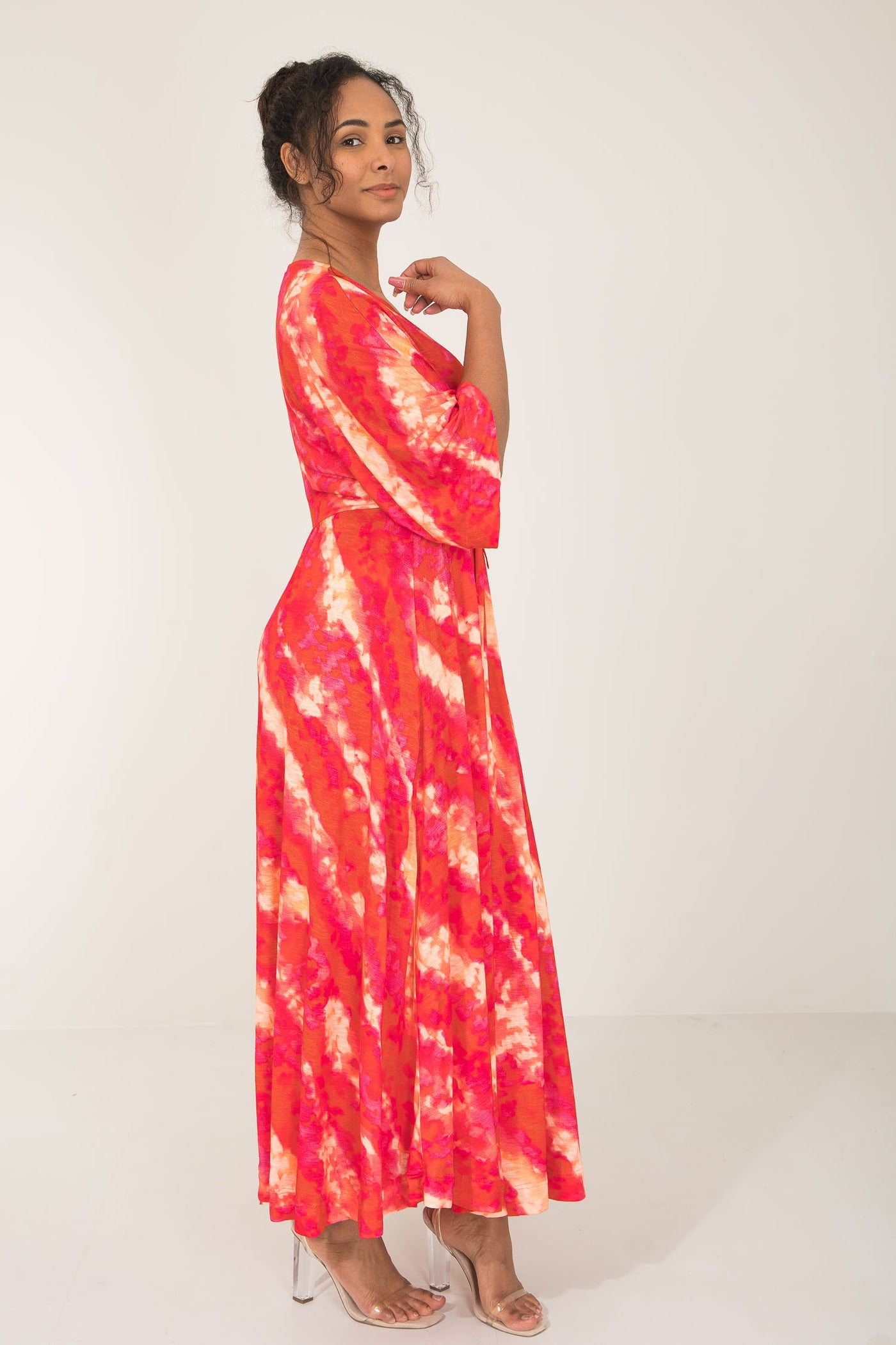 To wear everywhere long jersey dress - Coral Batik - Ankellång klänning i trikå